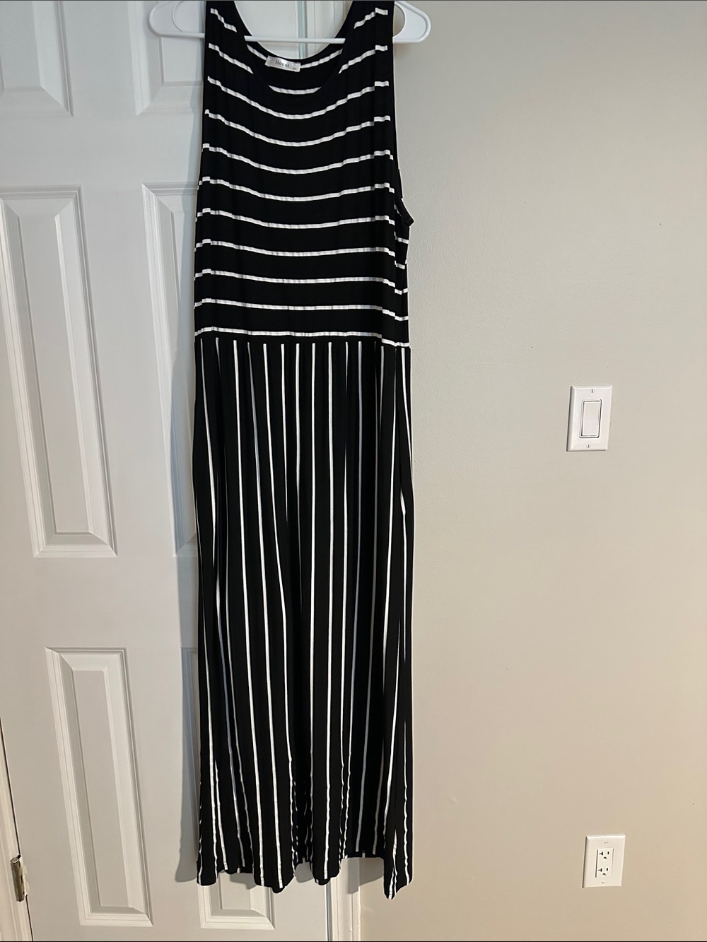 Amazon Black and White Striped Maxi Dress